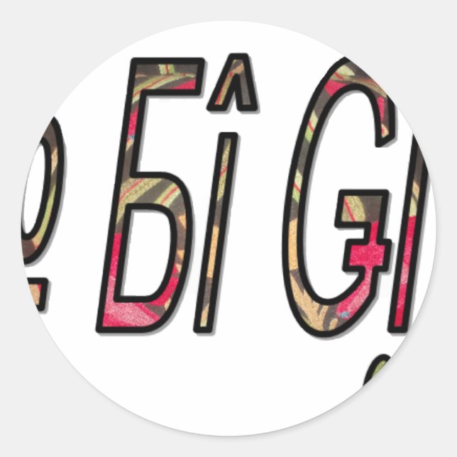 No Bigiji Text Art Print Classic Round Sticker (Front)