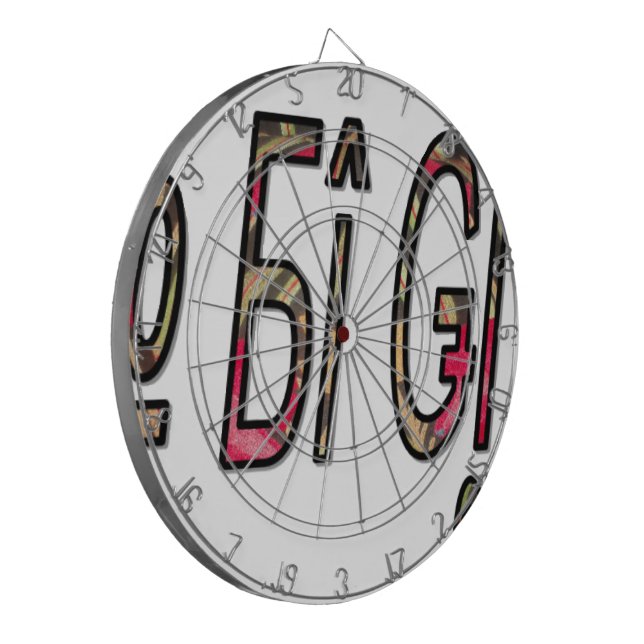 No Bigiji Text Art Print Dartboard (Front Left)