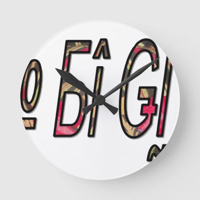 No Bigiji Text Art Print Round Clock (Front)