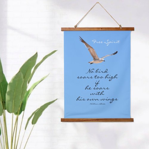 No Bird Soars Too High Seagulls Blue Hanging Tapestry