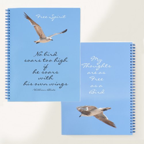 No Bird Soars Too High Seagulls Blue Notebook