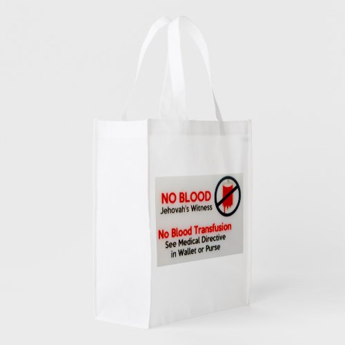 No Blood Jehovahs Witness Grocery Bag