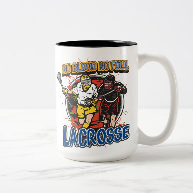 No Blood Lacrosse Two-Tone Coffee Mug (Right)