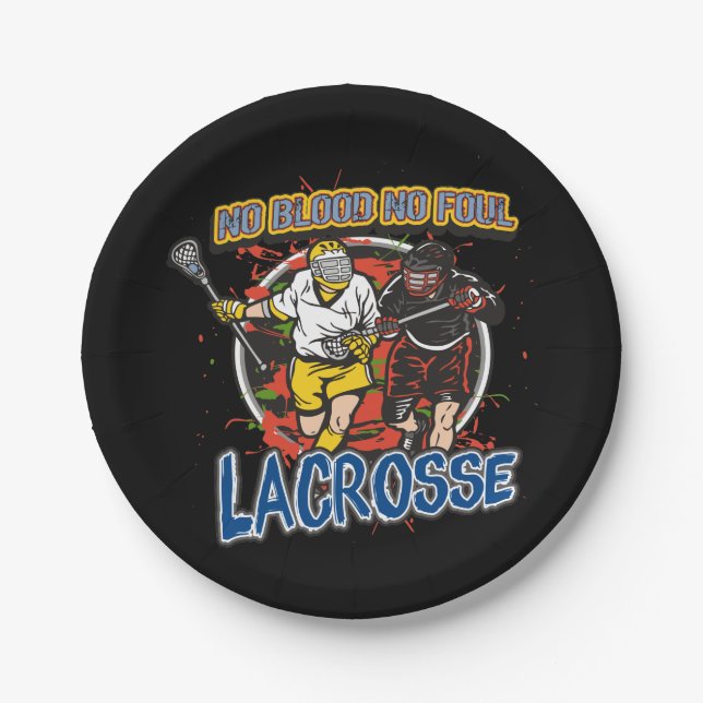 No Blood, No Foul Lacrosse Paper Plates (Front)