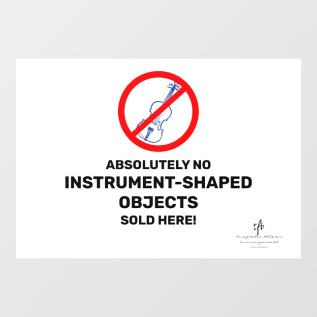 No Blue Violins Local Music Store Window Cling (Sheet)