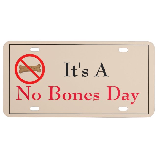 No Bones  Day Illustrated License Plate (Front)