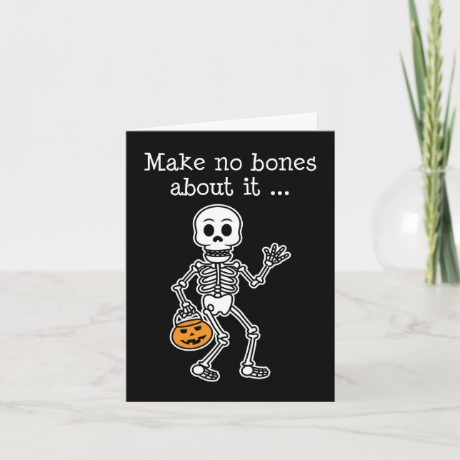 No Bones Skeleton Cartoon Halloween Holiday Card (Front)