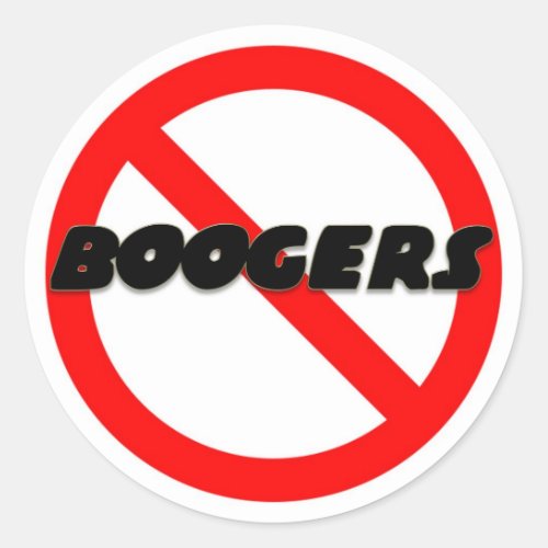 No Boogers Classic Round Sticker