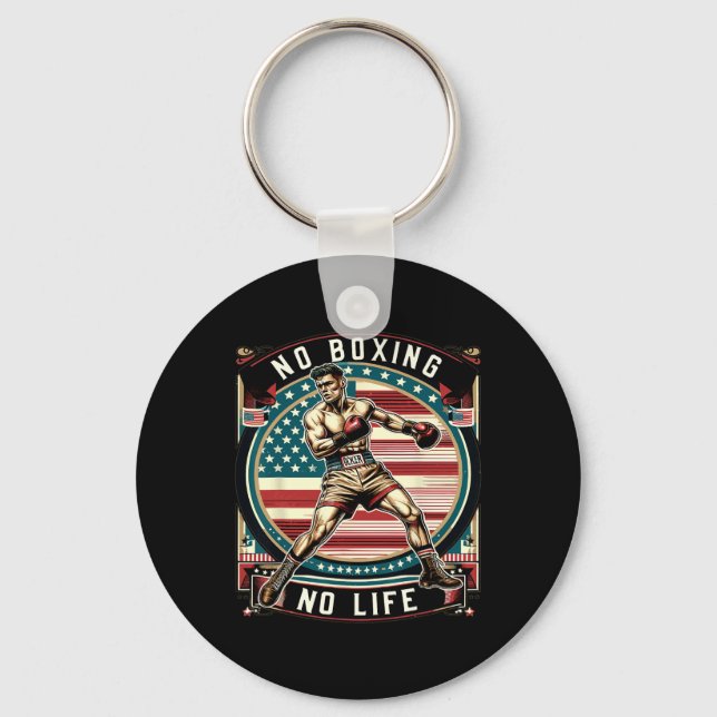 No Boxing No Life American Man Boxing  Keychain (Front)