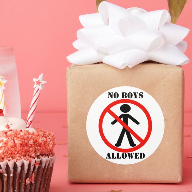 No Boys Allowed Classic Round Sticker (Party)