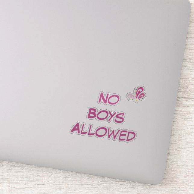 No Boys Allowed Custom Text Pink Flare Sticker (Detail)