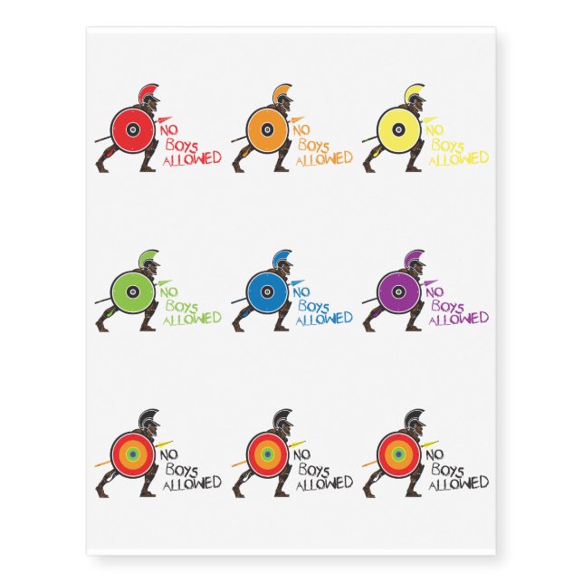 No Boys Allowed! Temporary Tattoos (Front)