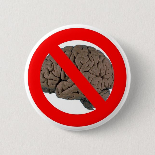No Brain Pinback Button (Front)