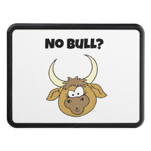 No Bull Funny Brown Cartoon Cow Head Art Hitch Cover
