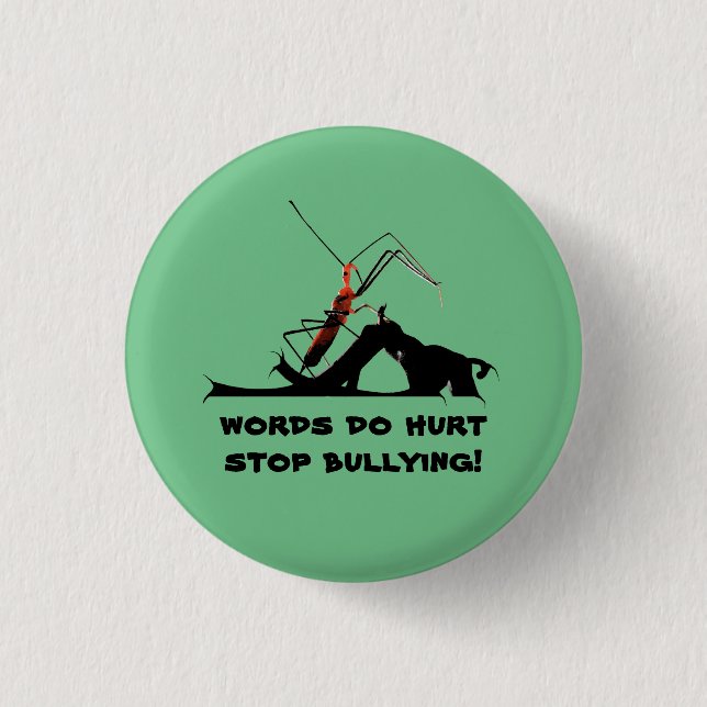 No Bullies Anti-Bullying Stop Bully Awareness Button (Front)