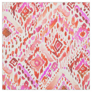 NO BULLSH Red Pink Tribal Watercolor Fabric