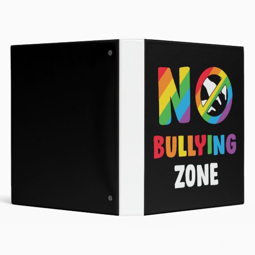 No Bully Zone LGBT Support Rainbow LGBT Acceptance 3 Ring Binder