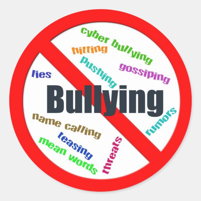 No Bullying Sticker (Round) (Front)