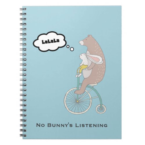 No Bunnys Listening Whimsical Funny Illustration Notebook