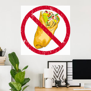 No Burritos Allowed Sign Humorous Food Ban