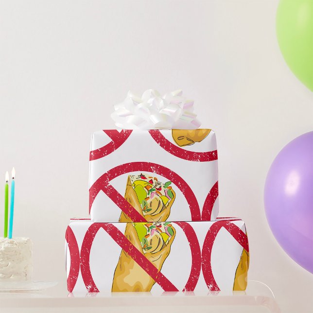 No Burritos Allowed Sign Humorous Food Ban  Wrapping Paper (Creator Uploaded)