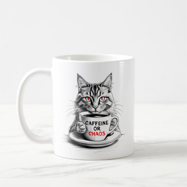 No Caffeine No Mercy Cat Coffee Lover  Coffee Mug (Left)