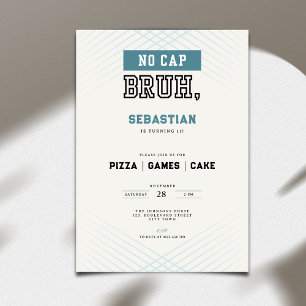 No Cap Bruh 11th Birthday Pizza Games Cake  Invitation