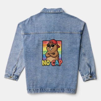 No Cap Capybara – Funny Capybara Meme Streetwear Denim Jacket
