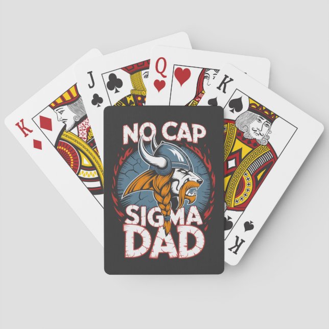 No Cap Sigma Dad Viking Graphic Tee for Fathers Poker Cards (Back)