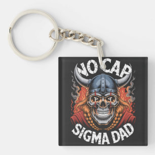 No Cap Sigma Dad Viking Skull Tee for Fathers Keychain