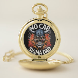 No Cap Sigma Dad Viking Skull Tee for Fathers Pocket Watch