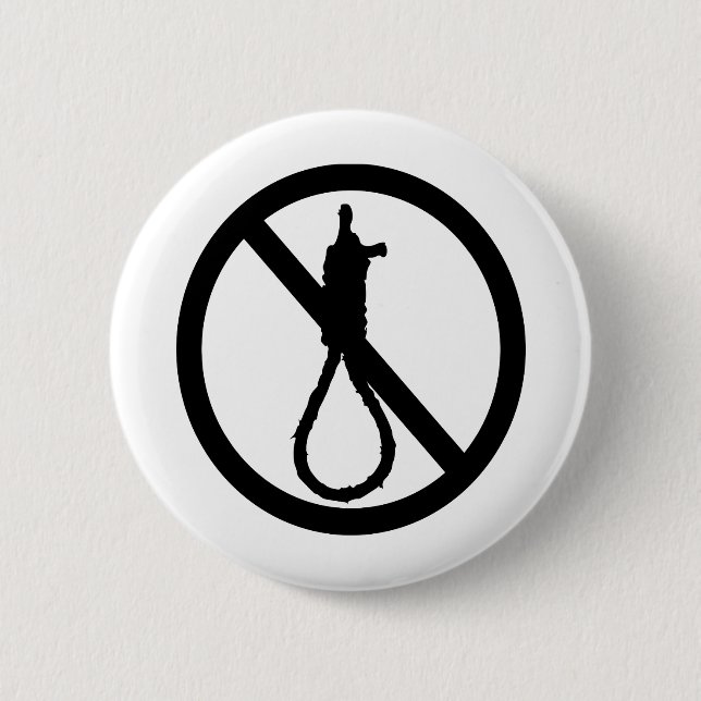 No Capital Punishment Sign Pinback Button (Front)