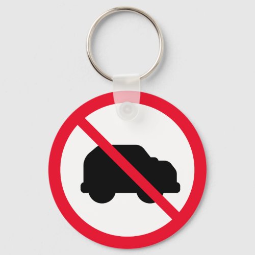 No Car Prohibited Sign  Metal Circle Keychain