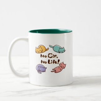 No Cat No Life! / Cute Loose Cat Illustration with Two-Tone Coffee Mug