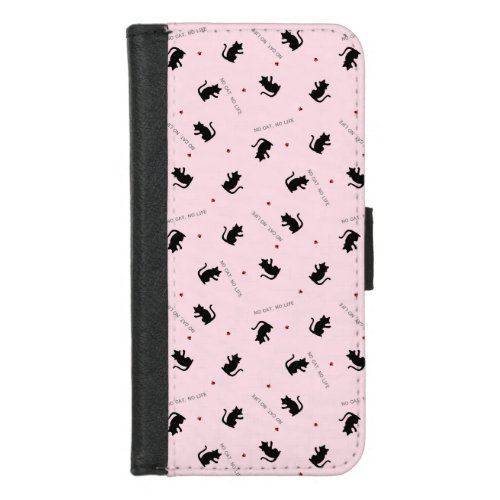 NO CAT NO LIFE pink iPhone 87 Wallet Case