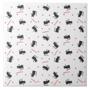 NO CAT, NO LIFE White Ceramic Tile