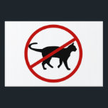 No Cats Yard Sign<br><div class="desc">Yard sign with a silhouette of a cat, and a red circle with a line showing that cats are not allowed.</div>