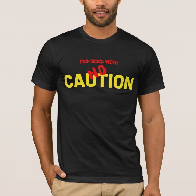 No Caution 2 side red T-Shirt (Front)
