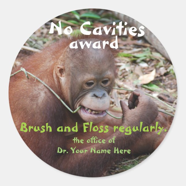 No Cavities  Dentist Award for Children Classic Round Sticker (Front)