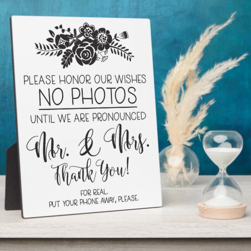 No Cell Phone Photos Wedding Ceremony Plaque