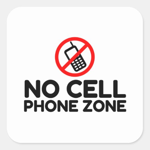 No Cell Phone Zone Square Sticker