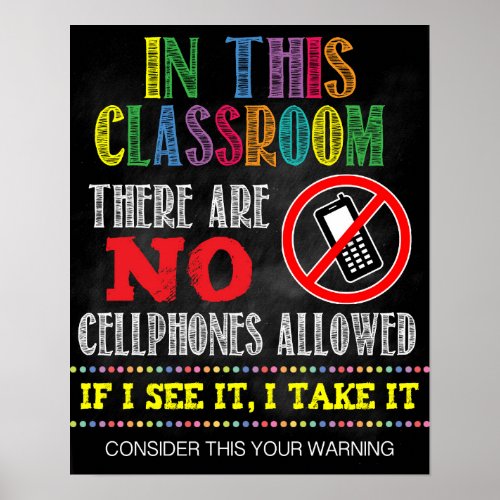 No Cellphones Allowed School Poster