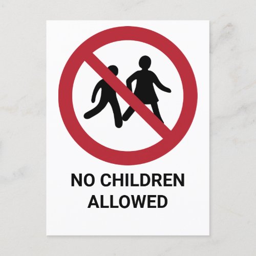 No Children Allowed Prohibition Sign Postcard