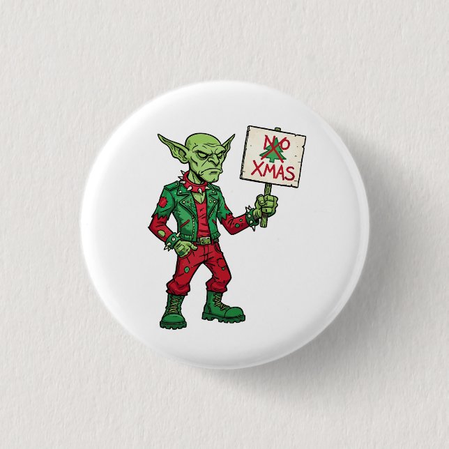 No Christmas – Rebel Alien Style Button (Front)