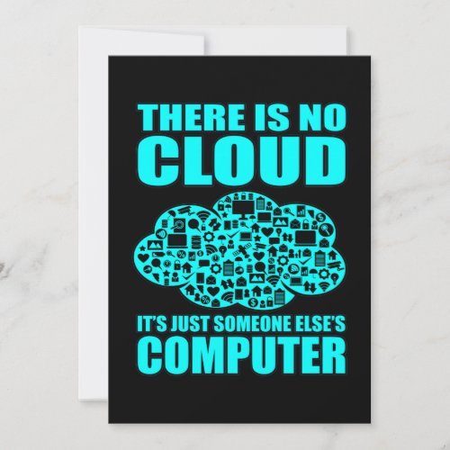 No Cloud Computer IT Tech Software Programmer Geek Thank You Card
