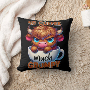 No Coffee Much Grumpy Throw Pillow