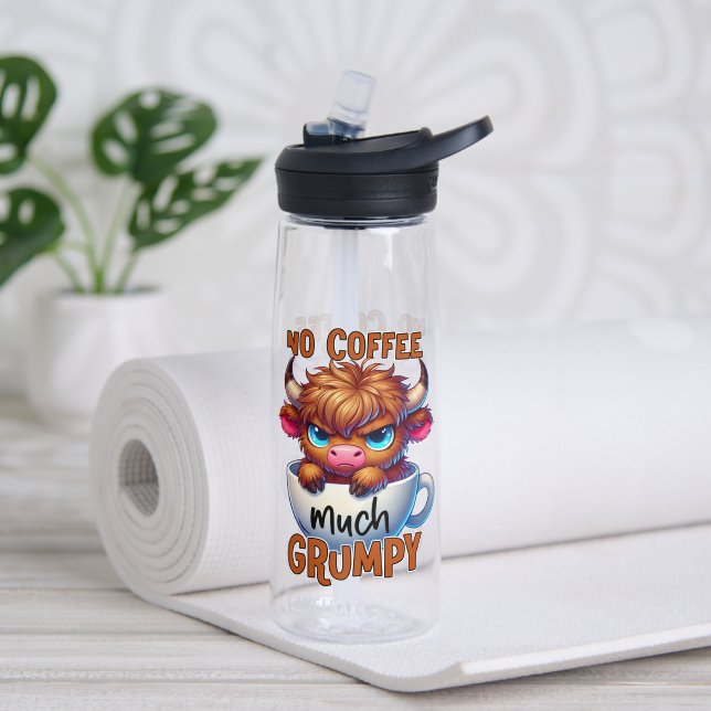 No Coffee Much Grumpy  Water Bottle (Yoga (Rotated))