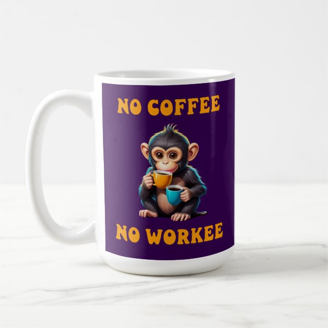 No Coffee No Workee Monkey Art Mug (Left)