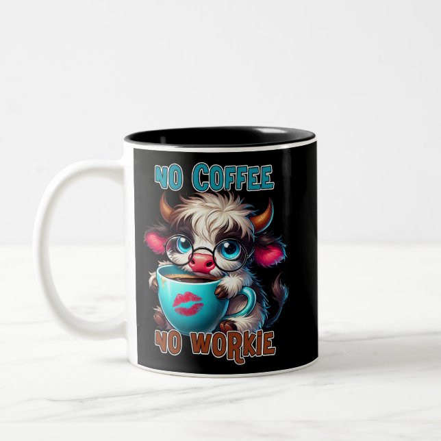 No Coffee No Workie  Two-Tone Coffee Mug (Left)