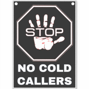 No Cold Callers (Stop Calls & Junk Mail) Black  Sticker